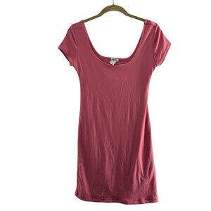 Rue21 Pink Scoop Neck Short Sleeve Mini Dress M Summer Blush Stretch Boho Y2K